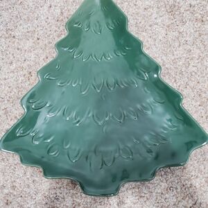 Green Christmas Tree Shaped Serving Platter